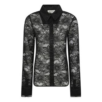 Sportmax Overhemden, Dames, Zwart, S, Dentice Lace Shirt