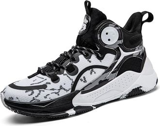 Generic Mens Basketball Shoes with Anti Slip Air Cushion Shock Absorption Durability Lightweight Comfortable Sports Boots Walking Shoes(Black,4.5 UK)