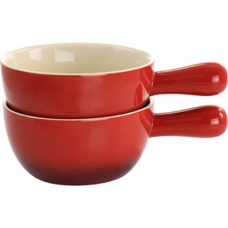 Crock-pot 2 Piece Stoneware 22oz Soup Bowl Set with Long Handle in Red at Nordstrom