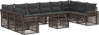 vidaXL Conjunto De Sof&aacute;s De Jard&iacute;n 11 Uds. Gris Y Gris Oscuro Vidaxl