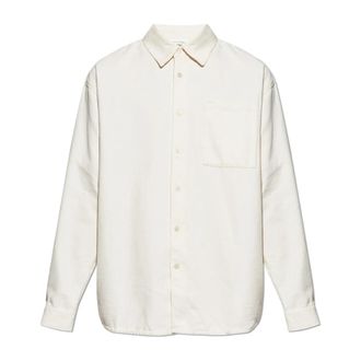 American Vintage Overhemd met zak - Heren - Casual Overhemden - Beige - S - Katoen - Overhemden