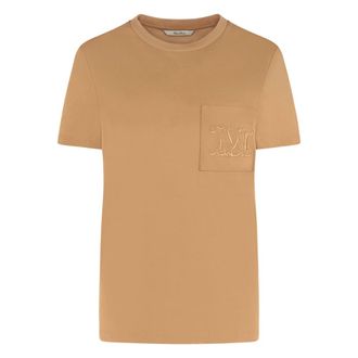Max Mara T-Shirts, female, Brown, Size: M Papaia Cotton crew-neck T-shirt