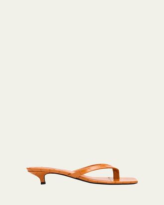 Toteme 35mm Croc-Embossed Leather Heeled Flip Flops