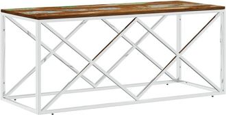 vidaXL Coffee Table Stainless Steel and Solid Wood Reclaimed Vidaxl