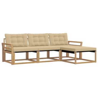vidaXL Conjunto De Sof&aacute;s De Exterior Con Coj&iacute;n 4 Pcs Y Beige Vidaxl