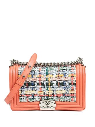 Chanel 2014-2015 medium tweed crossbody bag - women - Canvas/Calf Leather - One Size - Pink