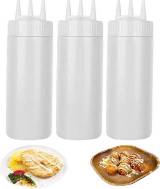 OEM Botellas Transparentes Exprimibles Para Salsas, Juego De 3, 650 Ml, Aptas Para Alimentos, Reutilizables Y A Prueba De Fugas, Accesorios De Cocina