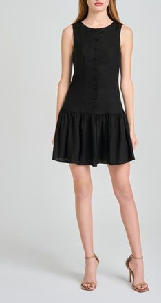 Wayf Martini Linen Blend Minidress in Black at Nordstrom, Size X-Small