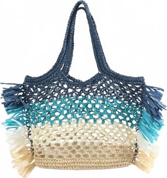 Pia Rossini Womens Paros Raffia Beach Tote Bag In Blue