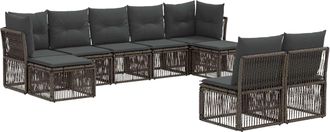 vidaXL Conjunto De Sof&aacute;s De Jard&iacute;n 9 Uds. Gris Rat&aacute;n Sint&eacute;tico Vidaxl