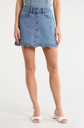Vigoss Scalloped A-Line Miniskirt in Light Wash at Nordstrom Rack, Size 24