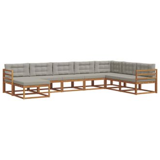 vidaXL Conjunto De Sof&aacute;s De Exterior 8 Pcs Gris Natural Y Claro Vidaxl