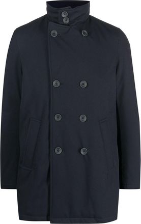 Herno quilted double-breasted coat - men - Polyester/Polyurethane/Viscose/Polyamide/Down/Feather/Polyester - 56 - Blue