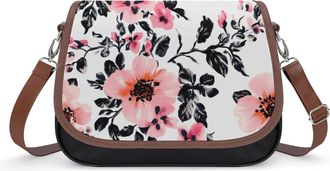 Generic Leopard Tradiontal Flower Crossbody Bags for Women Fashion Leather Shoulder Handbags With Adjustable Strap