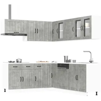 vidaXL Vidaxl - Mueble Cocina Lucca Gris Hormig&oacute;n 11 Pzas Madera Contrachapada