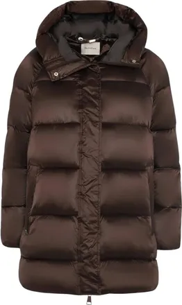Manila Grace Puffer de sat&eacute;n mediano con fruncido - Jackets - Mujer - Marr&oacute;n - XS