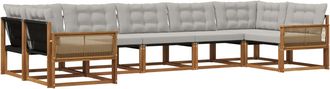 vidaXL Conjunto De Sof&aacute;s De Exterior 7 Uds. Natural Y Gris Claro Vidaxl