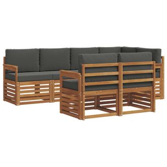 vidaXL Conjunto De Sof&aacute; Seccional Con Coj&iacute;n 7 Pcs Natural Y Antracita Vidaxl