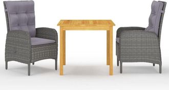 vidaXL Juego De Comedor De Jard&iacute;n De 3 Piezas Gris Vidaxl