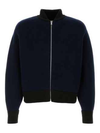 Jil Sander embroidered jacket - men - Wool/Polyurethane - 50 - Blue