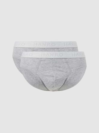 Hanro Slip mit Label-Details im 2er-Pack in Mittelgrau Melange, Größe M