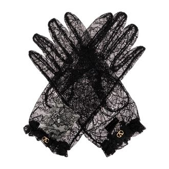 Valentino Garavani Gloves, female, Black, Size: 7 IN Lace VLogo Signature Gloves