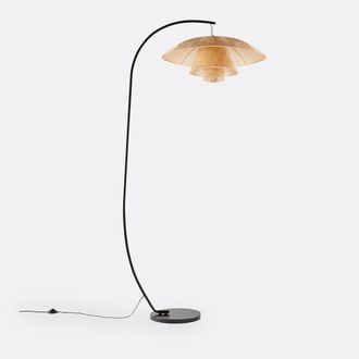 La Redoute Interieurs Boogvormige staande lamp in staal en rotan, Lola