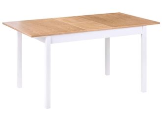 Beliani Tavolo Allungabile Legno Chiaro E Piano Legno Di Gomma Bianco 120/150 Cm Houston