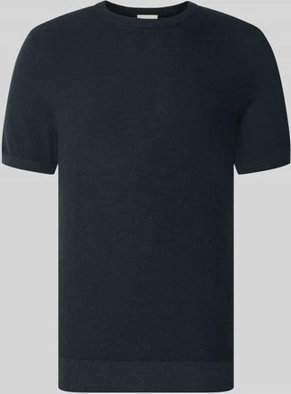 Profuomo T-Shirt aus Baumwoll-Leinen-Mix in Marine, Gr&ouml;&szlig;e XXL