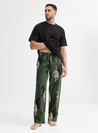 Cyberjammies Mens Panther and leopard pyjama pant