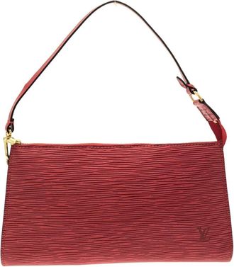 Louis Vuitton Red Color Leather Pochette Pouch (Pre-Owned)