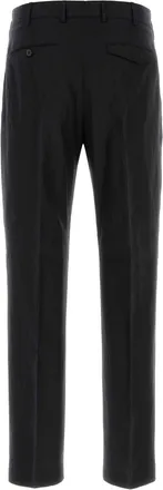 Pantaloni Torino Mens Trousers Black Virgin Wool Linen