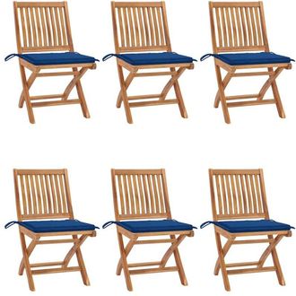 vidaXL Vidaxl - Sillas De Jard&iacute;n Plegables 6 Uds Madera Maciza Teca Con Cojines