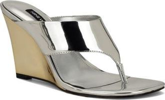 Nine West Presa Wedge Flip Flop in Silver at Nordstrom, Size 5.5