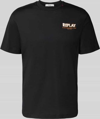 Replay Regular Fit T-Shirt mit Logo-Stitching in Black, Gr&ouml;&szlig;e XXL