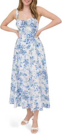 Blu Pepper Floral Bustier Midi Dress in Blue Multi at Nordstrom Rack, Size Large
