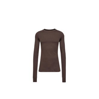 Rick Owens Moncler Girder Long Sleeve Cotton T-shirt, Unisex, Brown, Size: L