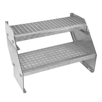 MonsterShop Adjustable 2 Section Galvanised Staircase - 600mm Wide in Silver