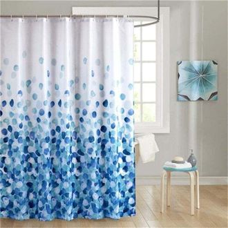 OEM Cortina De Ducha Azul De 180x180 Cm, Tejido De Poli&eacute;ster Impermeable, Resistente Al Moho, Lavable A M&aacute;quina, Decorativa, Larga, Para Ba&ntilde;era/ducha - Cr