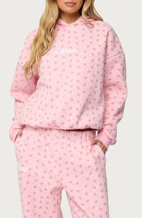 Edikted Flower Power Hoodie in Light-Pink at Nordstrom, Size X-Small