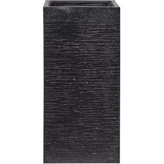 Beliani Maceta Alta De Arcilla Para Jard&iacute;n 33 X 33 X 70 Cm Negra Resistente A Los Rayos Uv Dion