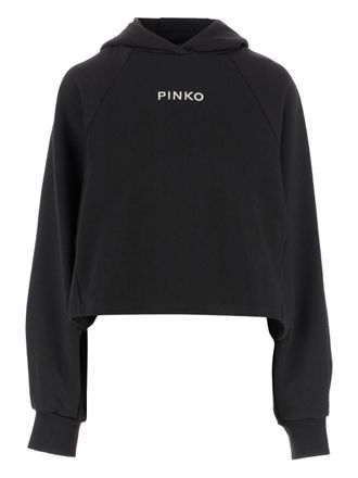 Pinko Womens Cropped Sweatshirt Black Cotton Top