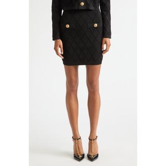Balmain Diamond Milano Stitch Sweater Skirt in 0Pa Black at Nordstrom, Size 36