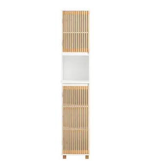 SoBuy Mueble Columna De Ba&ntilde;o Con 1 Compartimiento Armario Alto Para Ba&ntilde;o Estanter&iacute;as De Ba&ntilde;o Con 2 Puertas Y 5 Estantes 33 X 33 X 165 Cm Blanco Bzr127-w Sob