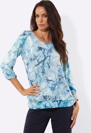 Cr&eacute;ation L 2-in-1-Shirt CREATION L Mesh-Shirt, Damen, Gr. 36, topas, bedruckt, 96% Polyester, 4% Elasthan, bedruckt, gebl&uuml;mt, gemustert, mehrfarbig, Rundhals, Sh