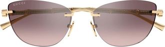 Gucci Zonnebrillen - Dames - Zonnebrillen - Geel - 55 MM - Accessoires