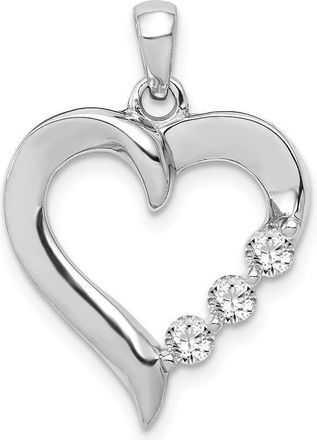 Diamond2Deal 14k White Gold Three Stone 1/4ct. Diamond Heart Pendant