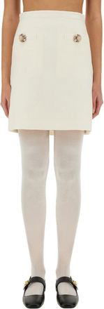 Valentino Womens Solid Crepe Couture Skirt - Ivory Wool - Size EU 38 (Womens)