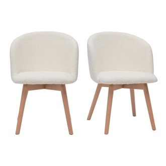Miliboo Miliboo - Set De 2 Sillas N&oacute;rdicas De Tejido Borreguillo Y Haya Maciza Vanity
