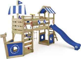 No Brand Wickey Parque Infantil De Madera Stormflyer Con Columpio Y Tobog&aacute;n Casa De Juegos De Jard&iacute;n Con Arenero Y Escalera Para Ni&ntilde;os - Azul